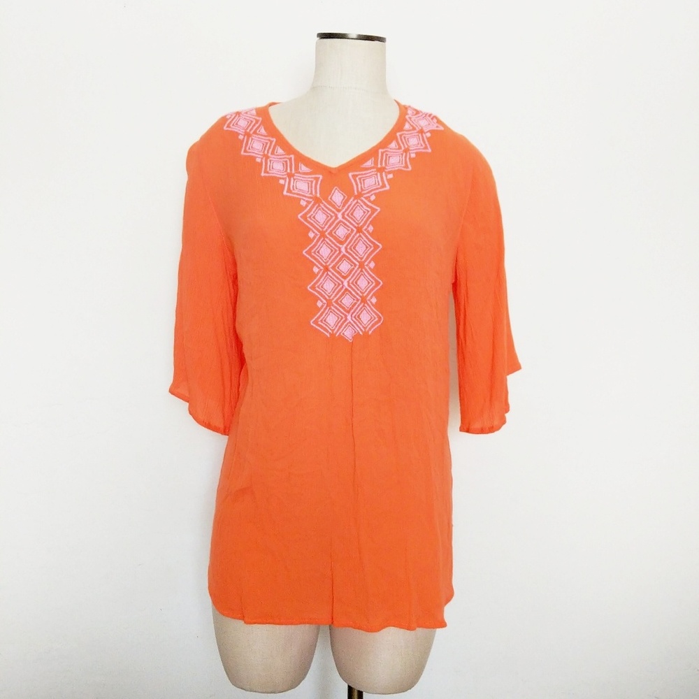 Lilly Pulitzer CAMELLIA orange pink tunic shirt
